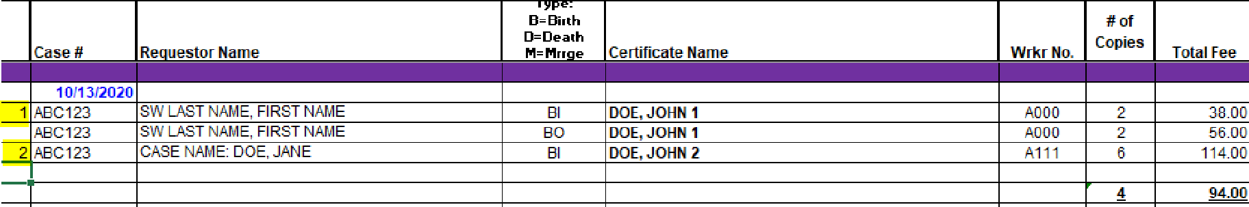number each line